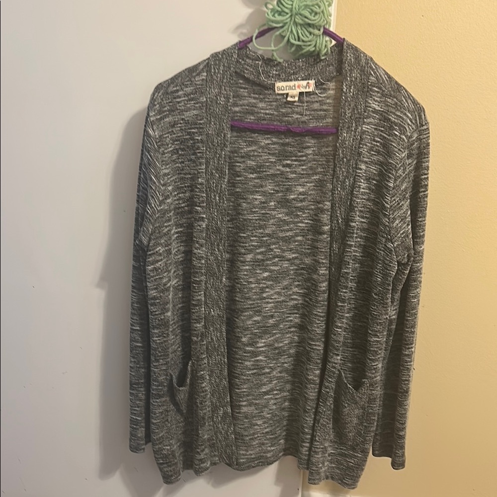 Gray Open-Front Sweater